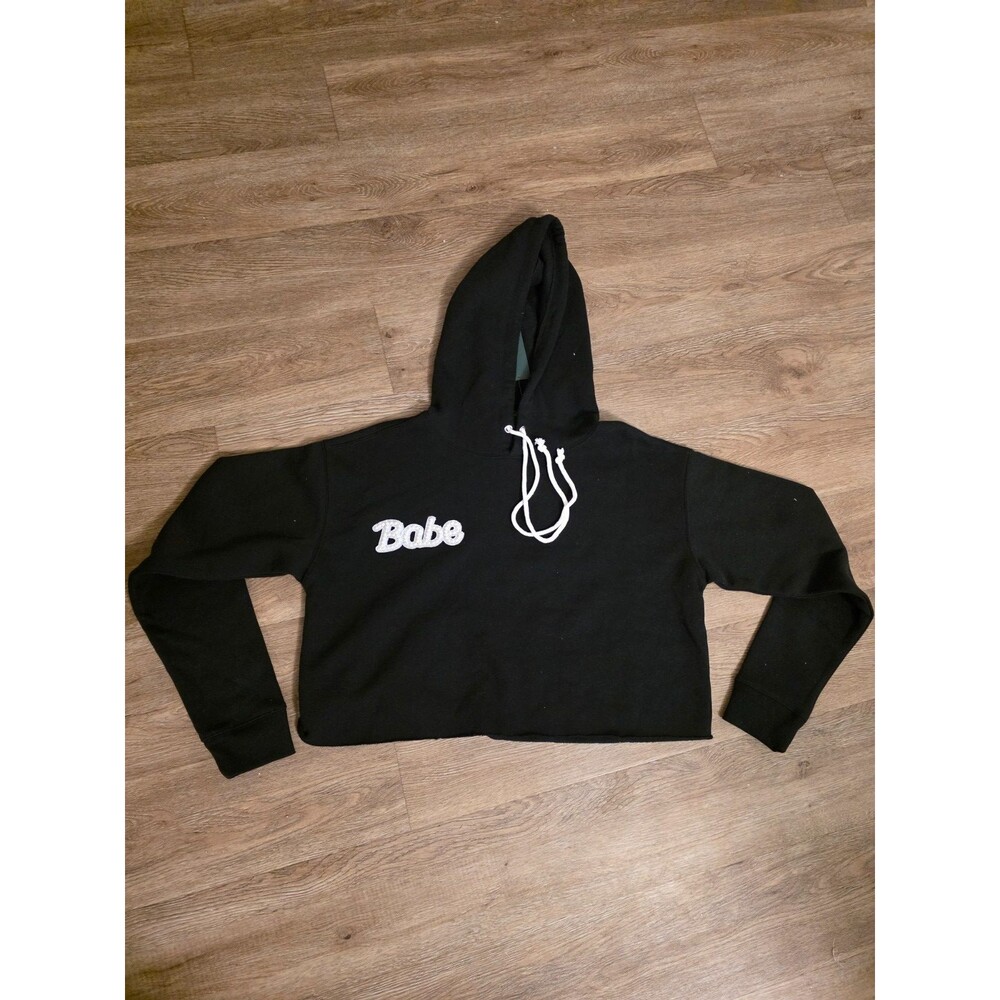 Black Cropped Cactus Bunny Hoodie